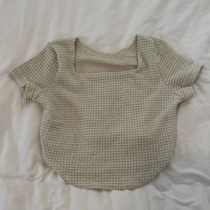 Cream knitted crop top